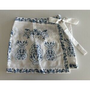 COMMENSE Blue White Floral Print Wrap Mini Skirt – Size XS
